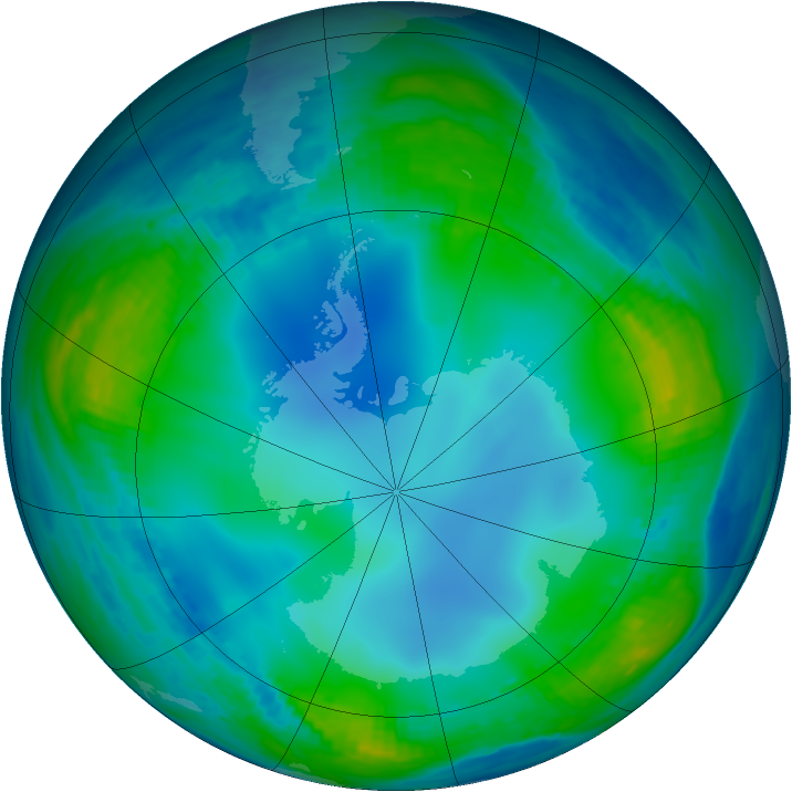 Antarctic ozone map for 03 June 1985